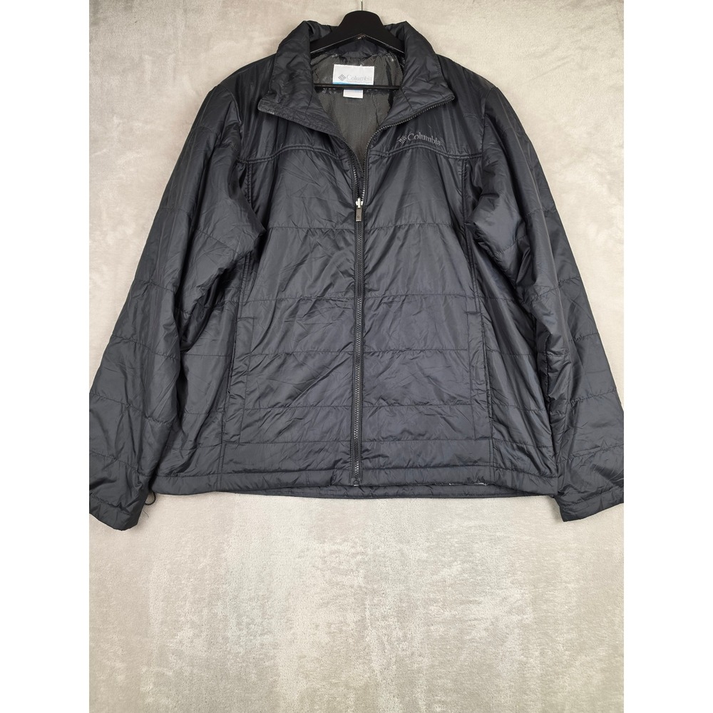 Columbia Interchange Jacket Mens Large Blackā Omni-Heat Puffer WM7215 Full Zip